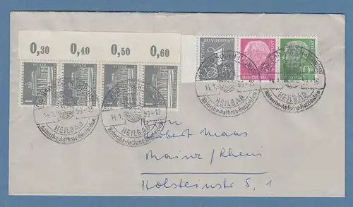 Bund Heuss Zusammendruck W18X in MIF auf Brief aus BAD SODEN , TAUNUS 1959