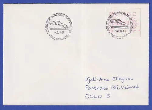 Norwegen / Norge Frama-ATM Mi.-Nr. 2.1b Wert 150 auf Brief mit So.-O Kongsberg