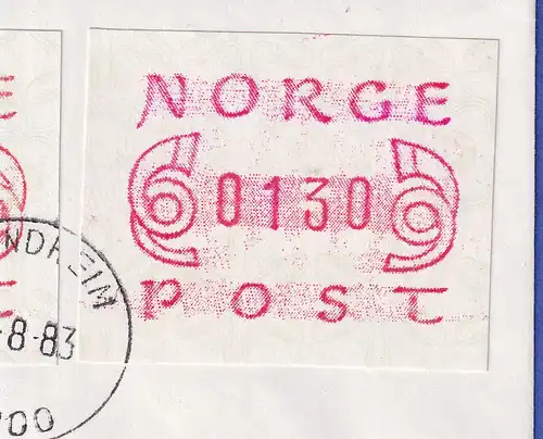 Norwegen / Norge Frama-ATM Mi-Nr 2.1 Bf Farbabweichung lilarot Trondheim 17.8.83