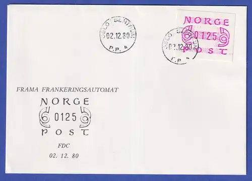 Norwegen / Norge Frama-ATM Mi-Nr 2.1 a auf FDC OSLO 2.12.80
