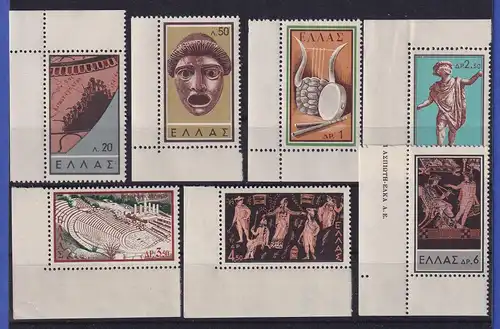 Griechenland 1959 altes Theater Mi.-Nr. 706-12 Satz 7 Werte kpl Eckrandstücke **