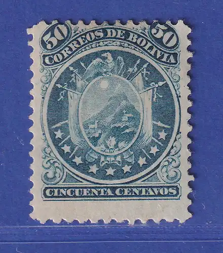 Bolivien 1868 Wappen im Kreis, 9 Sterne 50 C. blau Mi.-Nr. 10 ungebraucht