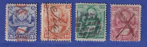 Bolivien 1878 Wappen und Buch Mi.-Nr. 18-21 Satz kpl.  gebraucht