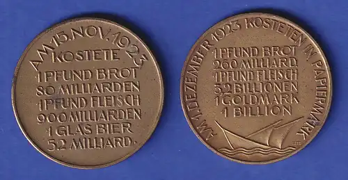 Lot von 2 Medaillen - Inflation Hungertaler November und Dezember 1923