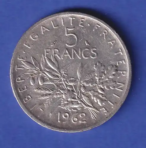 Frankreich Silbermünze 5 Francs Säende Marianne 1962