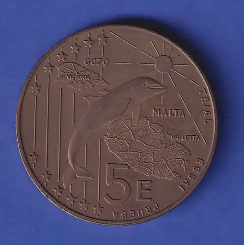 Malta 5 Euro Probeprägung Delphin und Landkarte 2004