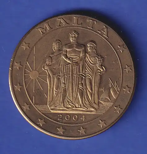 Malta 5 Euro Probeprägung Delphin und Landkarte 2004