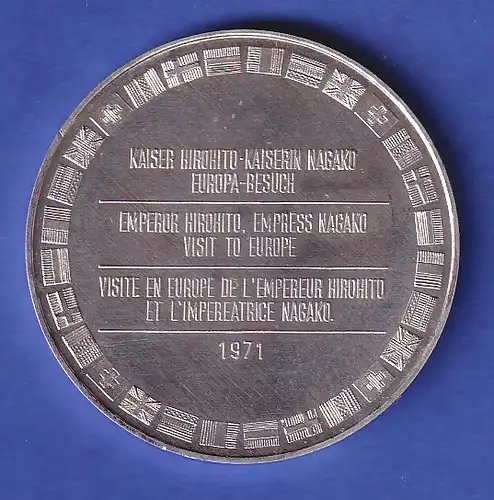 Silber-Medaille 1971 Kaiser Hirohito und Kaiserin Nagako Europabesuch