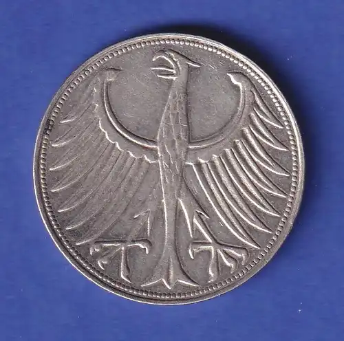 Bundesrepublik Kursmünze 5 Deutsche Mark Silber-Adler 1951 F vz