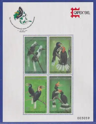 Thailand 1996 CAPEX '96 Nashornvögel Mi.-Nr. Block 74 I postfrisch ** / MNH