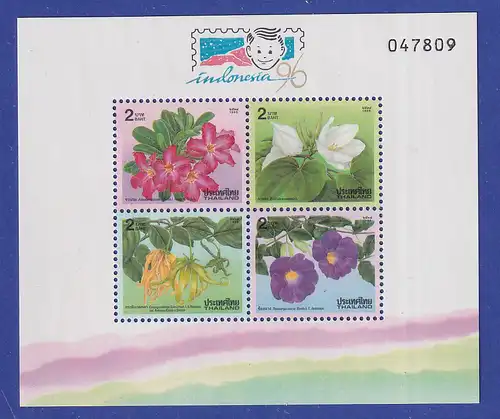 Thailand 1995 INDONESIA '96 Neujahr Blüten Mi.-Nr. Block 69 I ** / MNH