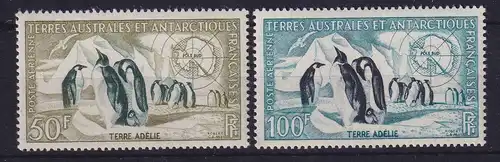 Französische Antarktis 1956 Flugpostmarken Pinguine Mi.-Nr. 8-9 postfrisch ** 