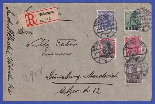 Saargebiet R-Brief von Völklingen nach Duisburg-Meiderich  O 21.5.20