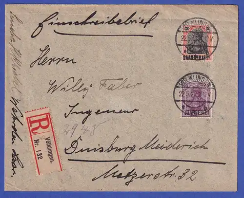 Saargebiet R-Brief von Völklingen nach Duisburg-Meiderich  O 22.5.20