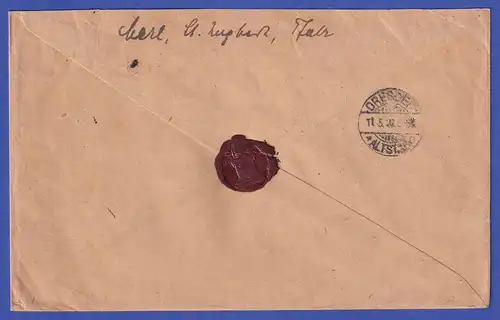 Saargebiet R-Brief von St. Ingbert nach Dresden  O 10.5.20