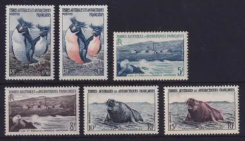 Französische Antarktis 1956 Pinguine und Robben Mi.-Nr. 2-7 postfrisch ** 