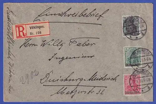 Saargebiet R-Brief von Völklingen nach Duisburg-Meiderich - O 21.5.20