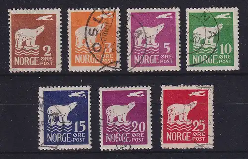 Norwegen 1925 Nordpolarflug Eisbären Mi.-Nr. 109-115 gestempelt