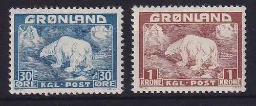 Dänemark Grönland 1938 Freimarken Eisbären Mi.-Nr. 6-7 postfrisch **