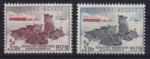Belgien 1957 Südpolarexpedition Schlittenhunde Mi.-Nr. 1072-1073 postfrisch **