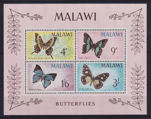 Malawi 1966 Schmetterlinge Mi.-Nr. Block 5 postfrisch **