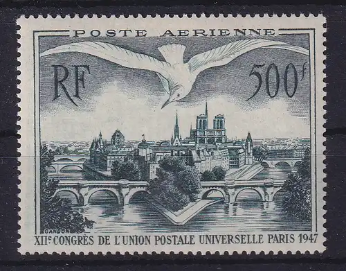 Frankreich 1947 Weltpostkongress - Möwe über Paris Mi.-Nr. 782 postfrisch **