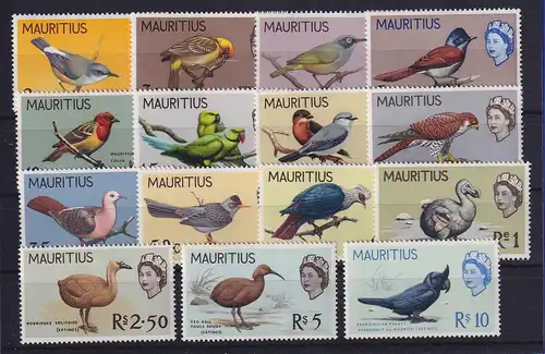 Mauritius 1965 Freimarken Vögel Mi.-Nr. 268-282 postfrisch **