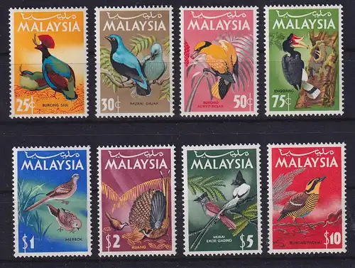 Malaysia 1965 Einheimische Vögel Mi.-Nr. 19-26 postfrisch **