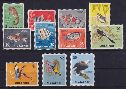 Singapur 1962/63 Lot 11 Werte Tiermotive aus Mi.-Nr. 53-68 postfrisch **