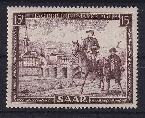 Saar 1951 Tag der Briefmarke - Reiter zu Pferde Mi.-Nr. 305 postfrisch ** 