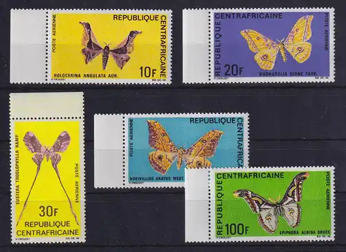 Zentralafrikanische Republik 1969 Schmetterlinge Mi.-Nr. 183-187 Randstücke **
