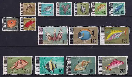 Tansania 1967 Fische Satz Mi.-Nr. 19-34 (Nr. 19 fehlt) postfrisch **