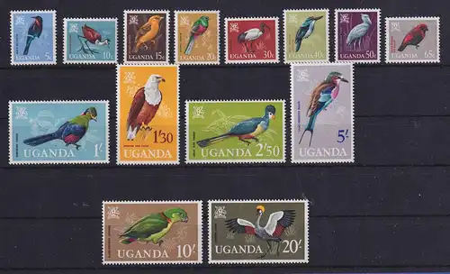 Uganda 1965 Einheimische Vögel Mi.-Nr. 87-100 postfrisch **