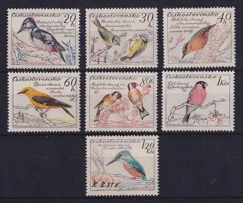 Tschechoslowakei 1959 Einheimische Vögel Mi.-Nr. 1163-1169 postfrisch **