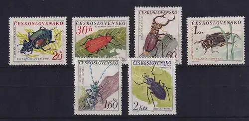 Tschechoslowakei 1962 Einheimische Käfer Mi.-Nr. 1371-1376 postfrisch **