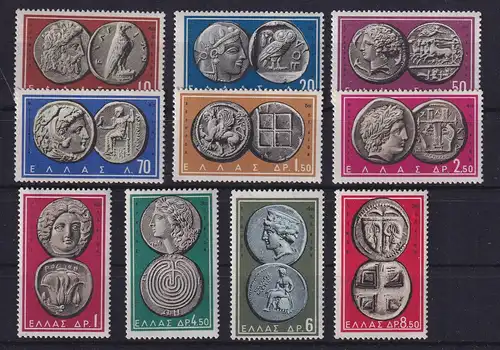 Griechenland 1959 Antike griechische Münzen Mi.-Nr. 696-705 postfrisch **