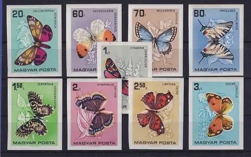 Ungarn 1966 Schmetterlinge Mi.-Nr. 2201-2209 B postfrisch **