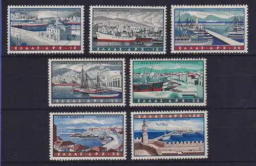 Griechenland 1958 Griechische Häfen, Schiffe Mi.-Nr. 674-680 postfrisch **