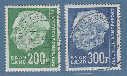 Saarland 1957 Heuss 200 und 300 F Mi-Nr. 427-28  O SAARBRÜCKEN gepr. Geigle BPP