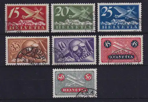 Schweiz 1923/25 Flugpostmarken Mi.-Nr. 179-184 x, 213 x gestempelt 