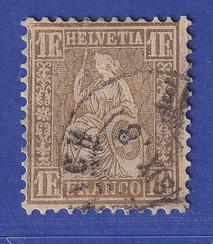 Schweiz 1863 Sitzende Helvetia 1 Fr gold  Mi.-Nr. 28 gestempelt