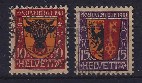 Schweiz 1918 Pro Juventute Wappen Mi.-Nr. 143-144 gestempelt