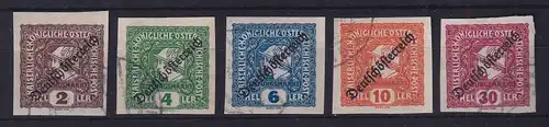 Österreich 1919 Zeitungsmarken Kleiner Merkurkopf mit Aufdruck Mi.-Nr. 247-251 O