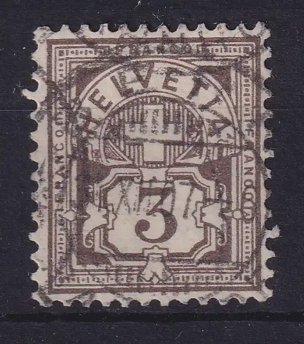 Schweiz 1882 Kreuz über Wertschild 3 C Mi.-Nr. 51 gestempelt