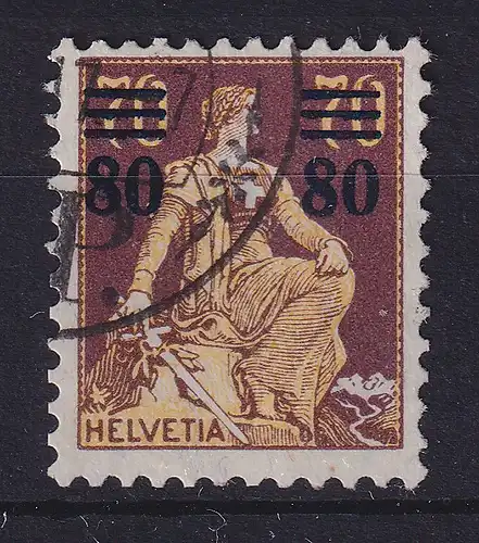Schweiz 1915 Sitzende Helvetia mit Aufdruck 80 C Mi.-Nr. 127 gestempelt