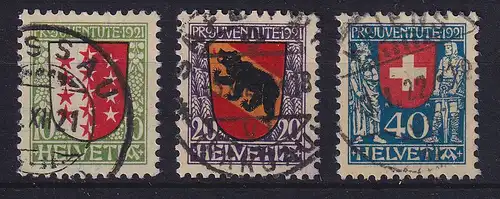 Schweiz 1921 Pro Juventute Wappen Mi.-Nr. 172-174 gestempelt