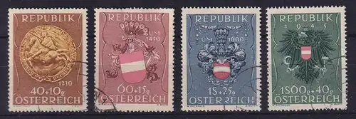 Österreich 1949 Kriegsgefangenenhilfe - Wappen Mi.-Nr. 937-940 gestempelt