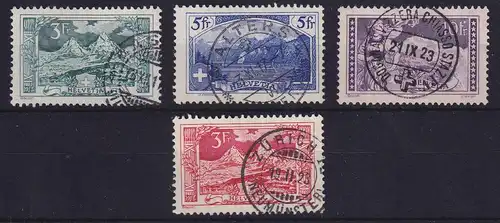 Schweiz 1914/18 Freimarken Landschaften Mi.-Nr. 121-123, 142 gestempelt