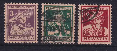 Schweiz 1916 Pro Juventute Trachten  Mi.-Nr. 130-132 gestempelt