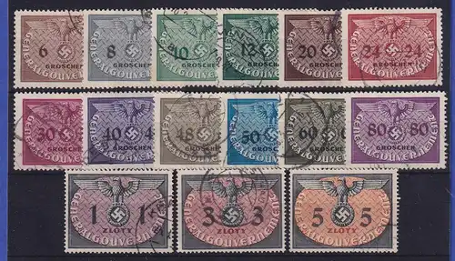 Generalgouvernement 1940 Dienstmarken Mi.-Nr. 1-15 gestempelt